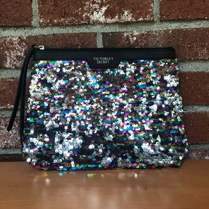 Victoria’s Secret Faux Leather Sequin Cosmetic Bag